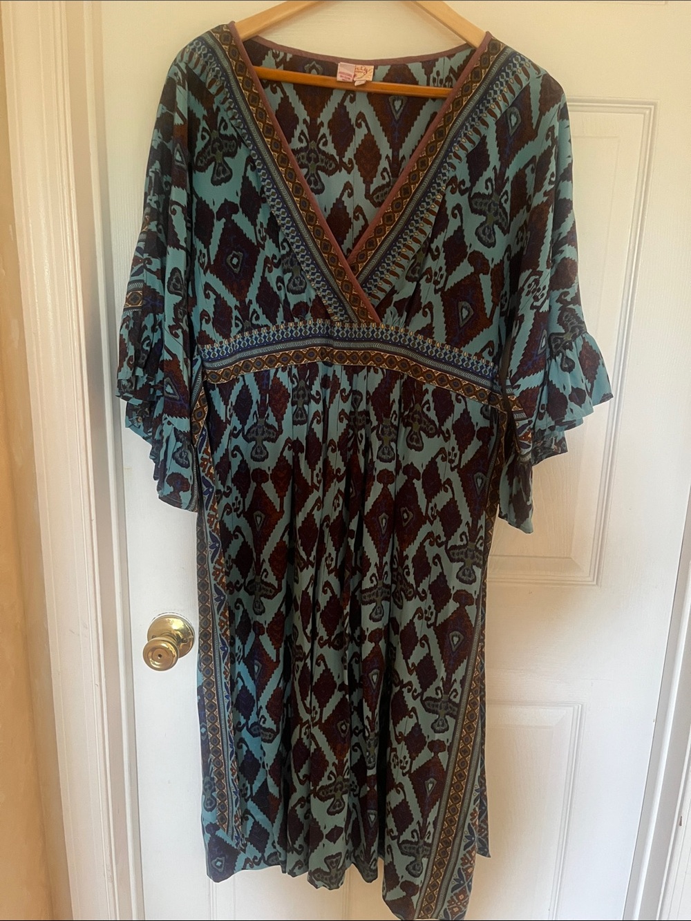 Plenty by Tracey Reese Boho V-Neck Patterned Dress -size 6